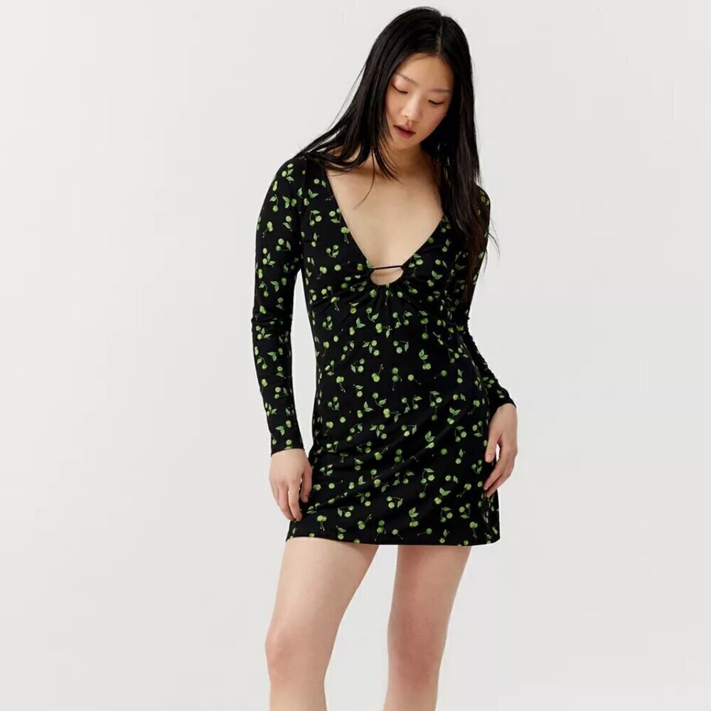 NWT Urban Outfitters Sammie Cherry Print Open Back Mini Dress